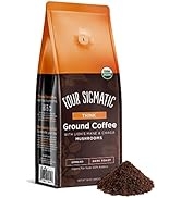 Organic Mushroom Ground Coffee by Four Sigmatic | Dark Roast, Fair Trade Gourmet Coffee with Lion...