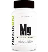 NutraBio Reacted Magnesium Supplement - Muscle Relaxation - Bone Formation - 120 Vegetable Capsul...